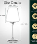Hand Blown 19Oz Premium Titanium Crystal White Square Wine Glasses Set Of 4 With Long Stems Ultra Thin Walls Glassware Dimensions