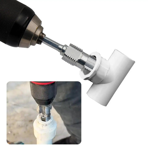 Heavy Duty Pvc Pipe Threader Set With 1/2 And 3/4 Inch Dies For Smooth Plumbing Repairs Easy Electric Drill Adapter Tool, threading PVC pipe.