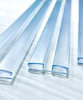 Heavy Duty Piano Hinge 24 Inch 3 Pack Screwless Friction Fit PVC Plastic Connectors For Acrylic And Plexiglass Panels showing transparent connectors.