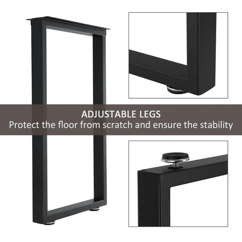 Beefy 30 Inch Metal Table Legs Set Of 2 With Adjustable Feet Pads Black Industrial Grade Support For Dining Desks and Tables