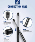 Connection head and cylinder body detail of 12 Inch 180N Badass Truck Toolbox Lift Supports Pack Of 2 Universal Fits Weatherguard