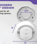 Smoke And Carbon Monoxide Detector With Voice Alerts For Whole Home Safety No Wiring Needed Easy Install Two In One Alarm With Photoelectric Sensor And CO Alarm Battery 10 Year Sealed front view showing dimensions