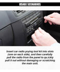Using 4 Piece Car Radio Removal Tool Kit With Stainless Steel U Shaped Release Keys For Quick Stereo Disassembly Across Most Vehicles