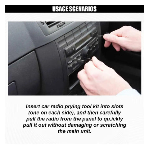 Using 4 Piece Car Radio Removal Tool Kit With Stainless Steel U Shaped Release Keys For Quick Stereo Disassembly Across Most Vehicles