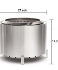 Smokeless 27 Inch Stainless Steel Fire Pit for Outdoors Wood Burning Bonfire Pit for Camping and Backyard Vibes Low Smoke Design