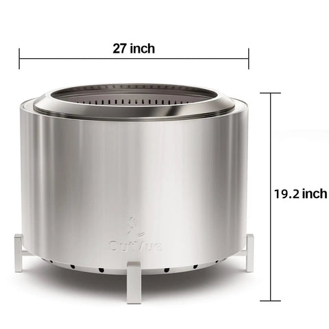 Smokeless 27 Inch Stainless Steel Fire Pit for Outdoors Wood Burning Bonfire Pit for Camping and Backyard Vibes Low Smoke Design
