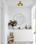 Modern Flush Mount Ceiling Light Fixture With Matte White Dome Shade, 11.8 Inches, E26 Socket in a stylish hallway.