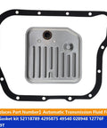 Drop-In Transmission Filter Kit For 14-Bolt RE Auto Transmissions, Includes Internal Pan Filter, Outer Perimeter Seal Gasket, And All-In-One Maintenance Components For Jeep And Dodge Compatibility; filter and gasket