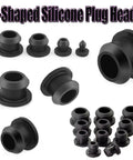 Heavy Duty Black Silicone Rubber T-Shape Snap-On End Caps Plugs Blank Tube Inserts Bungs For Hose Sealing High Temp Dust Proof Kit Assortment, assorted sizes