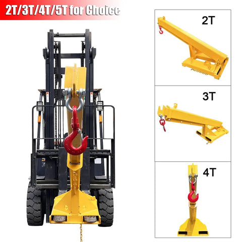 Professional Forklift Telescopic Boom Crane Attachment Hoisting 11000 Lbs Without Sweat with heavy lifting hook and adjustable lengths.
