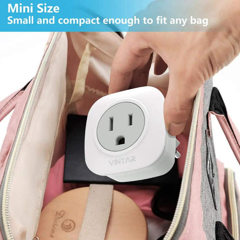 Person placing 3 Pack European Travel Plug Adapter With 2 US Outlets All In One EU to US Power Adapter in a travel bag