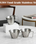 Stainless Steel Espresso Cup With Handle, Durable Coffee Shot Measuring Cup With Built-In Scale, V Shaped Mouth, 3.4 Oz 100 Ml