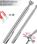 Must Have Magnetic Pick Up Tools Set With Telescoping Rods And Flexible LED Flashlight 15 Lb chromed metal design