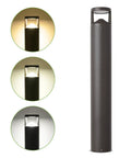 Solid 42 Inch Bronze LED Bollard Landscape Light With Hella Bright 3Cct Selectable Settings And 24 Watt Energy Saving Build showcasing three light settings.