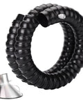 Rock Solid Adjustable Solder Fume Extractor Arm With A Slick Flexible Valve And Top Notch Smoke Capture Hood hose in black with shiny metal cone.