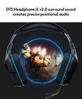 Wired Gaming Headset With 7.1 Surround Sound And DTS Headphone:X 2.0 For PC Gaming, immersive audio effect illustration
