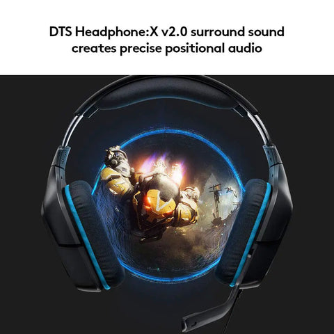 Wired Gaming Headset With 7.1 Surround Sound And DTS Headphone:X 2.0 For PC Gaming, immersive audio effect illustration
