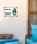 Rugged Aluminum First Aid Safety Sign 8 By 12 Inch For Hospital Clinic Office School Factory Warehouse And Laboratory Wall Decor