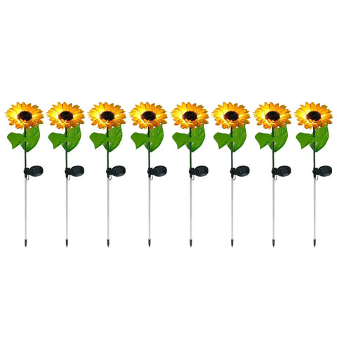 8 Pack Solar Sunflower Garden Lights For Outdoor Yard Decor IP65 Waterproof Pathway Party Patio Lawn Christmas Halloween Vibe With Rechargeable Battery And Super Bright LEDs
