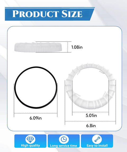 Toyota Fuel Pump Lock Ring Retainer And Tank Seal Kit LO190 dimensions with 6.09in and 6.8in diameter, 1.08in thickness