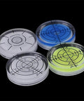 for acrylic for spirit Level 32mm Wear-Resistant Lens for acrylic round levels in four colors with measurement markings.