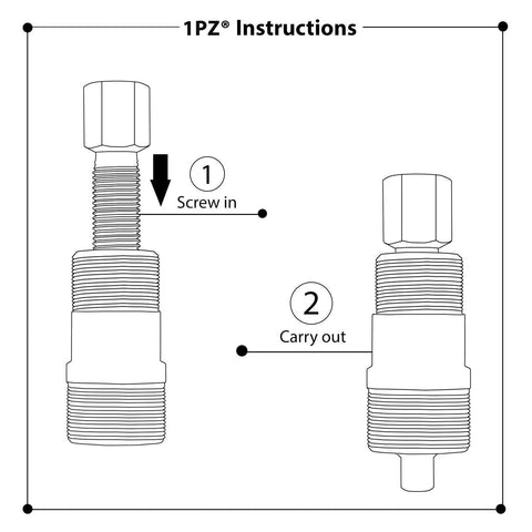 Schematic of Double Head Magneto Flywheel Puller Tool With 24Mm Right Hand And 27Mm Left Hand Threads for usage steps.