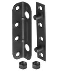 Eight Pack Heavy Duty Bed Rail Brackets And Non Mortise Wood Frame Connectors To Revive Cranky Headboards And Footboards With Hella Solid Powder Coated Steel For No Sweat Diy Repairs, showcasing black steel brackets and nuts.
