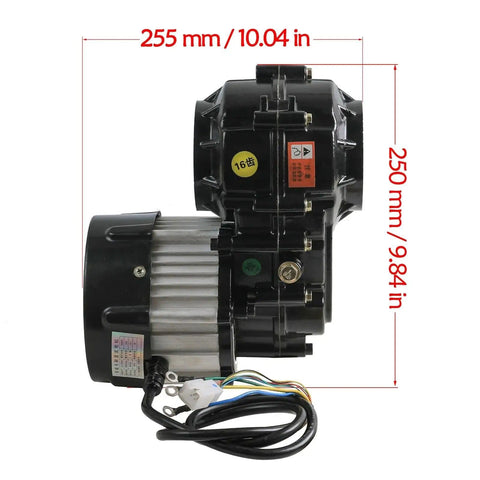 Side view of Heavy Duty Go Kart Rear Axle Kit, 48V 1000W Electric Drive With 16 Tooth Drive Gear, dimensions shown.