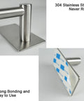 Self Adhesive Bathroom Towel Bar 16 Inch Brushed Nickel Stainless Steel No Drilling Wall Mounted Rack Waterproof Stick On Hanger Modern Bathroom Organizer with adhesive backing and strong bonding.