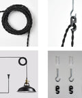 Industrial Plug In Pendant Light With Switch Black Barn Style Ceiling Lamp For Kitchen And Bar parts including cord and hooks