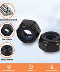 1/4-20 Nylon Insert Hex Lock Nuts 304 Stainless Steel 18-8 Black Oxide Finish shown in detail