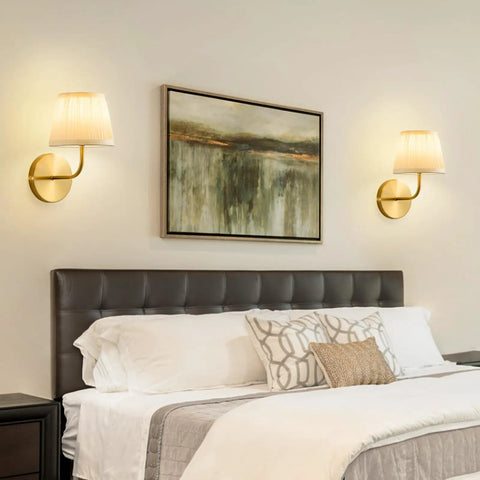Top Tier Battery Operated Wall Sconces With Wrinkle Free Fabric Shade And Handy Remote Control For Chill Ambient Bedroom Lighting Modern Room Upgrade Set in a chic bedroom.