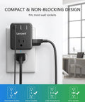 Power Up Your Setup With A Three Outlet Wall Tap And Three USB Ports Multi Plug Extender in use on office wall outlet