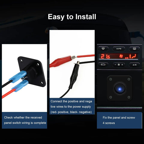 Blue Round LED Toggle Switch Panel 12V 20A SPST On Off Marine Grade Control For Boats RVs Campers Trailers Buses Yachts And Other Mobile Vehicles For Marine Electrical Systems And Recreational Vehicle Setups Dockside Ready installation wiring and mounted panel