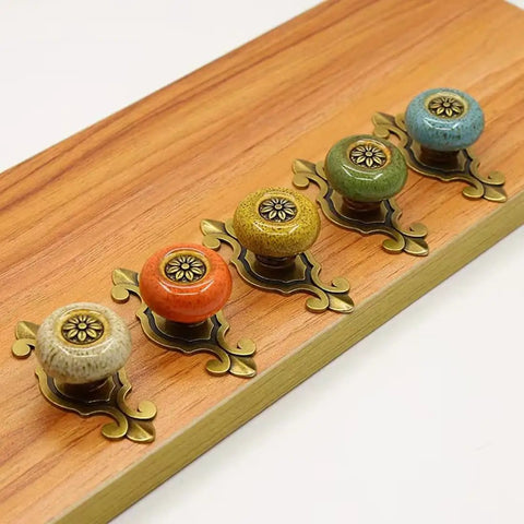 Top Shelf 10 Pack Retro Ceramic Cabinet Knobs Vintage Petal Drawer Pulls With Rustic Zinc Alloy Mounts No Sweat Easy Install For Kitchen Cupboard Dresser Room Decor on wooden display