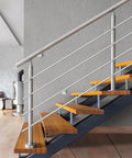 Heavy Duty 304 Stainless Steel Cable Railing Posts With Kickass Adjustable Angle Hardware For Rock Solid Deck Stair Safety And Weatherproof Outdoor Balcony Fencing on modern staircase