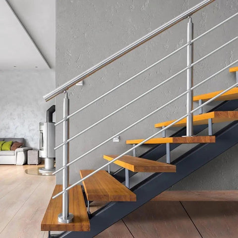 Heavy Duty 304 Stainless Steel Cable Railing Posts With Kickass Adjustable Angle Hardware For Rock Solid Deck Stair Safety And Weatherproof Outdoor Balcony Fencing on modern staircase