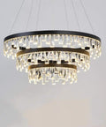 120W LED Crystal Pendant Light Postmodern Chandelier Aluminum Laser Cut Frame with three tiers of crystals