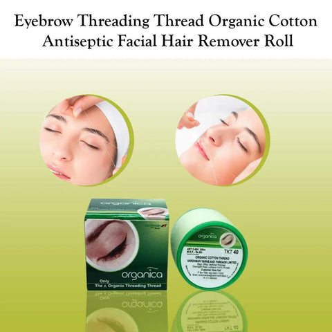 Organic Face And Eyebrow Threading Thread Spool For Hair Removal And Dermaplaning Pro Grade Eyebrow Threading String For Facial Grooming And Eyebrow Makeup Light Green 300m Organica packaging with threading examples