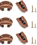 Game Changer Three Pack Plastic Center Mount Drawer Track Glides For Smooth Cabinet Repair And Zero Sweat Install With Heavy Duty Build And Rock Solid Everyday Performance, featuring brown polypropylene material with screws.