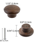 Solid Walnut Wood Cabinet Knob Set 12 Pack Round Mushroom Drawer Pulls With Smooth Wax Finish, dimensions shown with screw