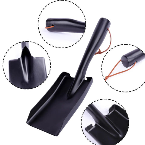 Black Steel Ash Shovel With Leather Strap For Fireplace BBQ And Charcoal Cleanup Durable Metal Ash Tool With Compact Design