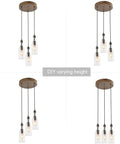 Dope Farmhouse Kitchen Island Pendant Light With Three Glass Bottle Shades, black wood finish, round canopy, adjustable height view