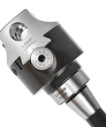 Close-up of 12 Piece Pro Grade Carbide Boring Bar Milling Set with 3 Inch Boring Head R8 Shank, showing micrometer lead screw.