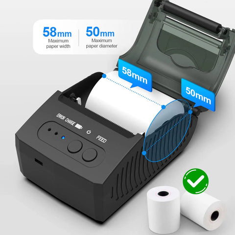 Thermal Label Printer Bluetooth Shipping Label Maker 58mm Wide 90mm Per Second Print Speed Dope Wireless Printing From Android Or iOS Phones And Tablets Auto Sleep Wake Built Tough For Home Office And Small Biz.