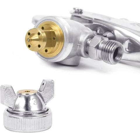 Pro Level Spray Gun With 3.0mm Stainless Steel Nozzle And 1000ml Metal Paint Cup, showing detailed nozzle and connection.