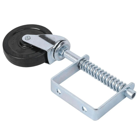 Heavy Duty 4 Inch Rubber Gate Roller With Spring Loaded Swivel For Hassle Free Fence Gate Operation Automatic Anti Sag Adjustment Built Tough To Keep Your Fence Rolling Smooth Universal Mounting