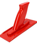 Built Tough Abs Table Saw Push Block With Angled Handle And Rock Solid Textured Grip in bright red, designed for safe wood cutting.