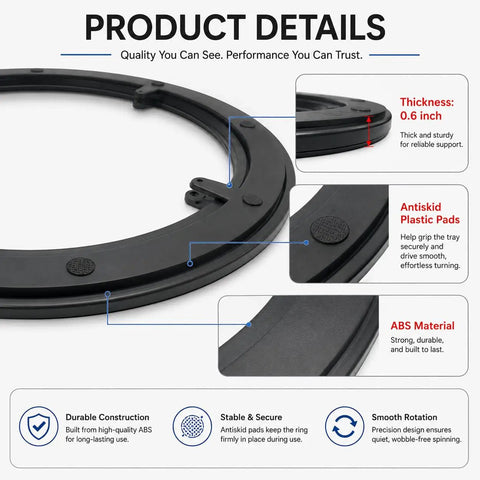 Smooth Operator Heavy Duty Lazy Susan Turntable, 10 Inch Round Swivel Plate with durable ABS material and antiskid pads.