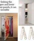 4 Piece Stainless Steel 360 Degree Concealed Door Hinges Set For Cabinets Drawers And Windows Built To Last Durable Corrosion Resistant Pivot Hinges For DIY Home Upgrades displayed with doors.